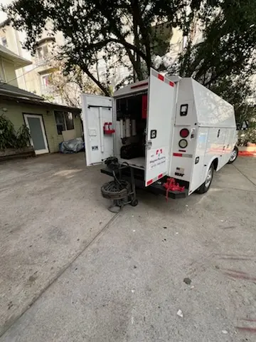 Magnet Plumbing service vehicle on-site for Faucet Repair in La Rue